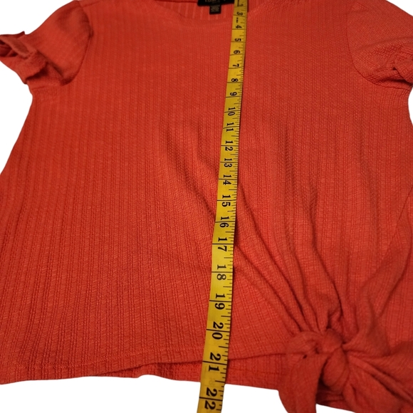 Melissa Paige Coral Knit Short Sleeve Side Tie Top - Picture 7 of 9